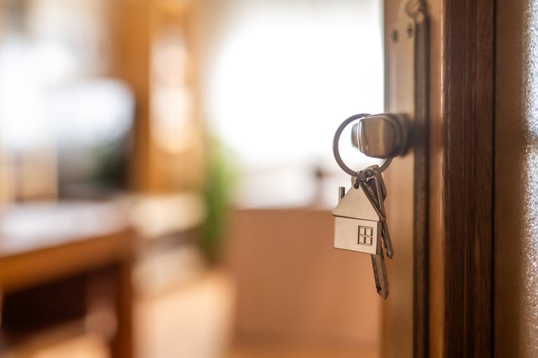 House keys on door knob